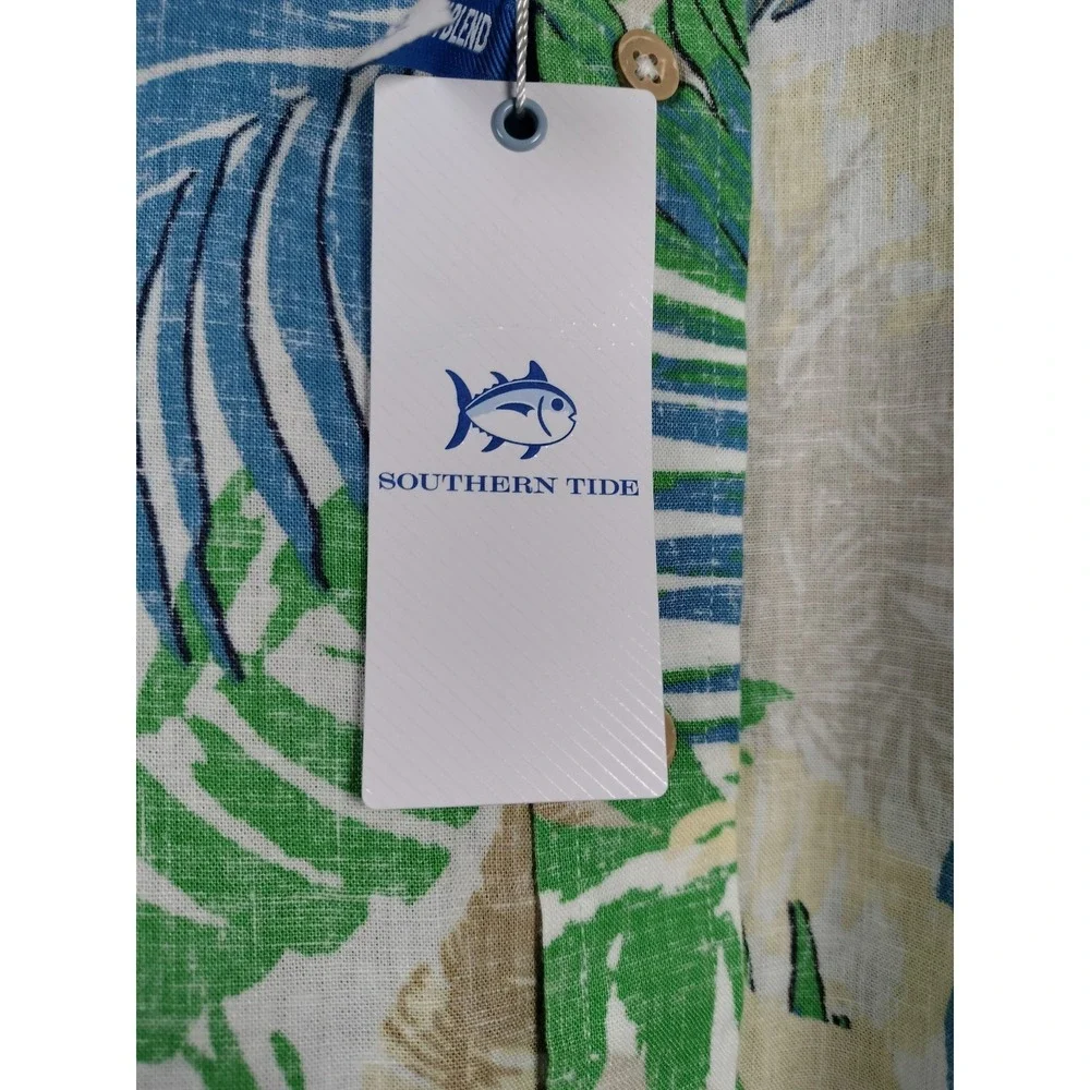 NWT Southern Tide Paradise Palms Linen Blend Sport Shirt XXL Tropical Vacation - Picture 14 of 14